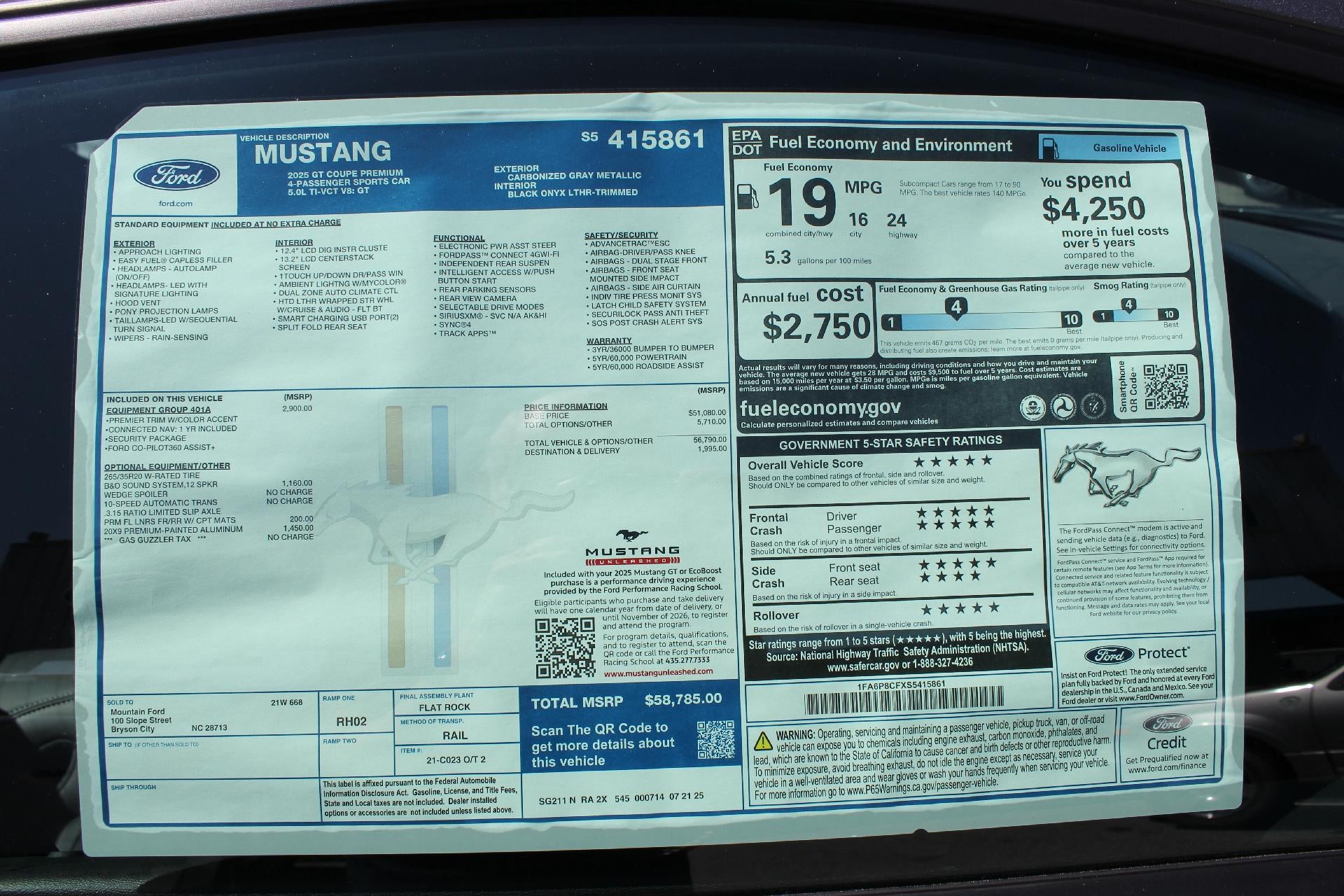 2025 Ford Mustang GT Premium Fastback